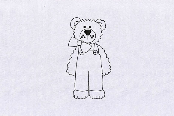 Adorable Teddy Bear Line Art for Embroidery