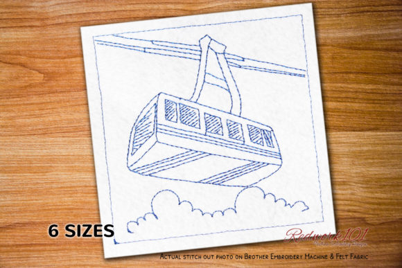 Aerial Tramway Lineart: A Modern Embroidery Design