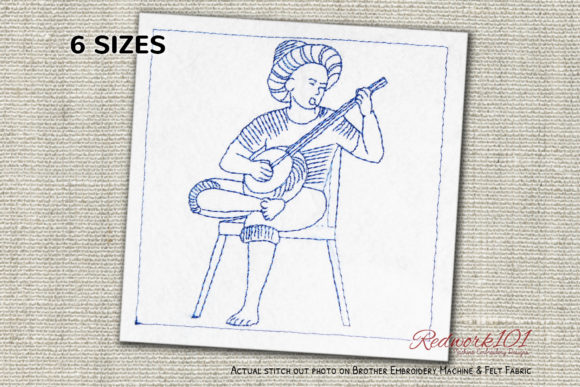Banjo Player Redwork Design: A Charming Addition