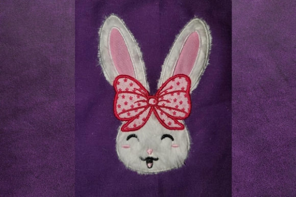 Charming Big Bow Bunny Embroidery Design