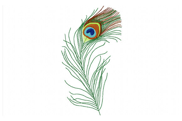 Colorful Peacock Feather: Holiday Boho Embroidery