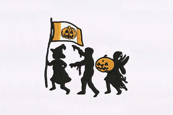 Halloween Flag Design: A Spooky Embroidery Delight
