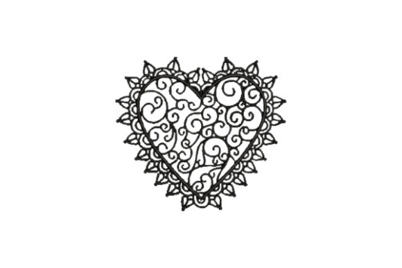 Heart with Black Lace: A Charming Embroidery Design