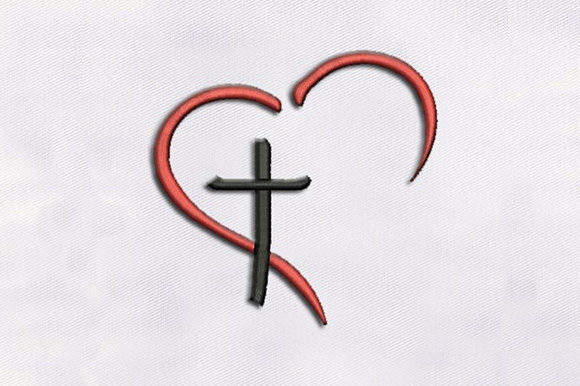 Heart with Cross Shape: A Minimalistic Embroidery Design