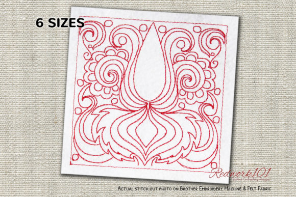 Indian Cultural Pattern Redwork: A Festive Embroidery