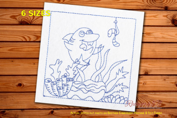 Shark Eating Worm: A Bold Redwork Design