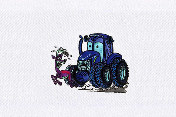 Tractor and Deer: A Charming Embroidery Design
